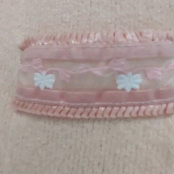 Intuitions light Peach Sweater Women knitted Cardigan Medium Lace Cottagecore - Picture 9 of 15